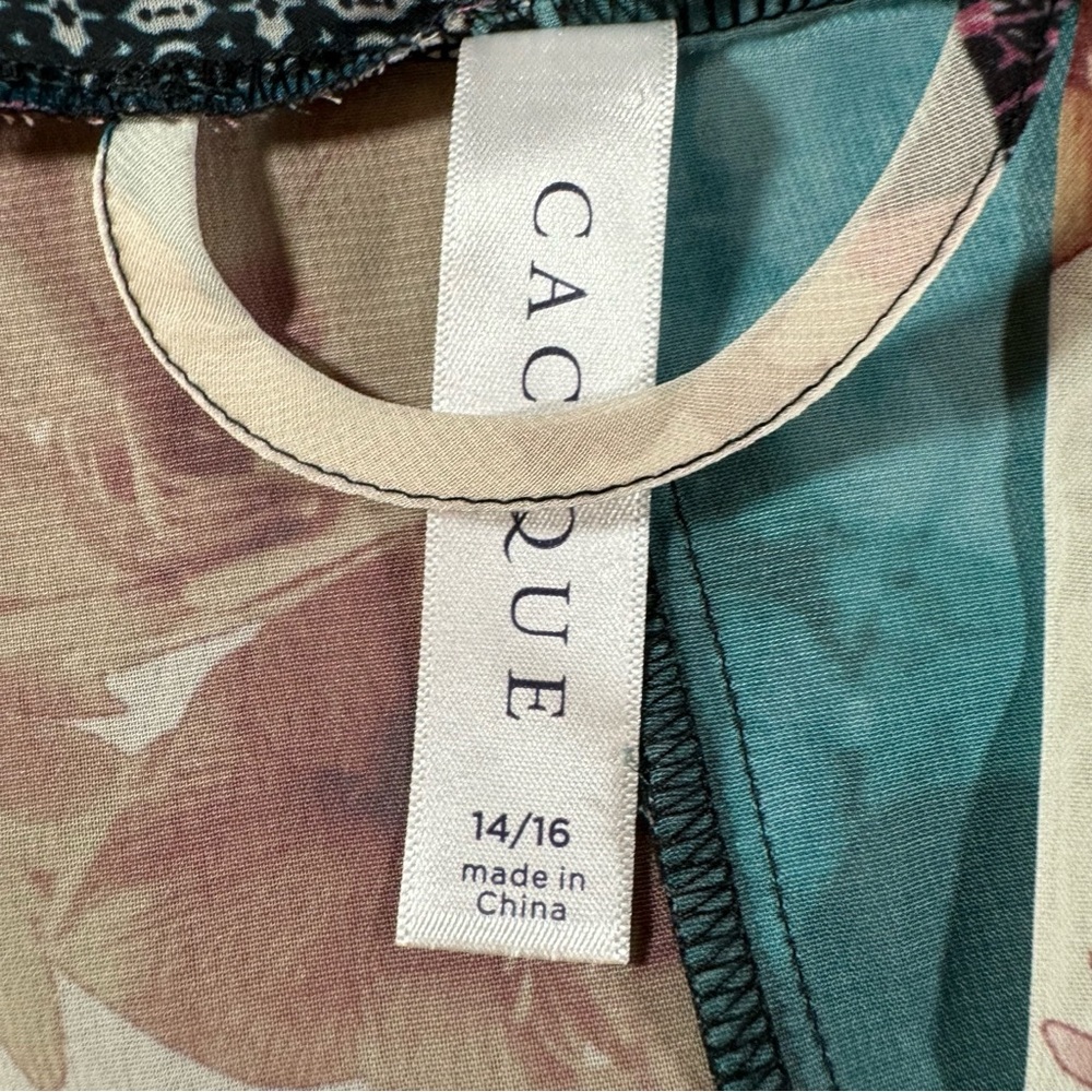 CACIQUE Robe Womens Size 14/16 Multicolored Lucille Patchwork Chiffon Kimono NEW - Picture 6 of 7